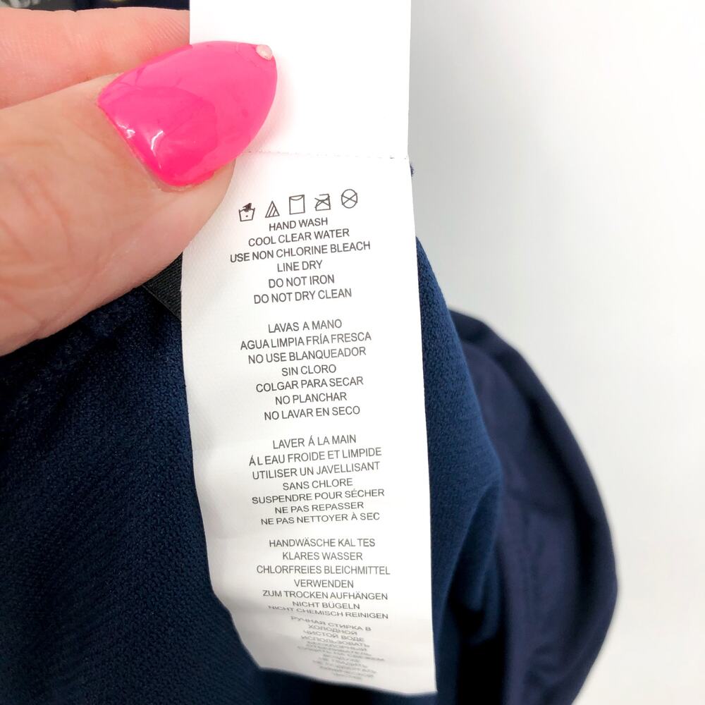 LAUREN RALPH LAUREN Strappy Plunge One-Piece Size 12 Blue Dark Navy Vneck NWT - Picture 10 of 11